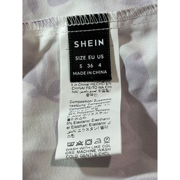 Shein Womens White & Purple Floral Print Mini Dress & Open Back Size S - Picture 4 of 8